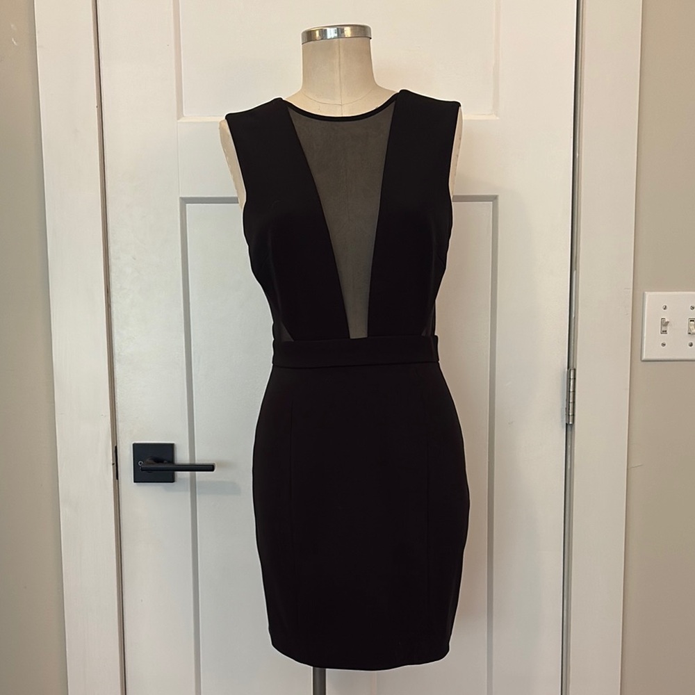 Jay Godfrey Sexy Crepe & Sheet Black Sleeveless Mini Dress